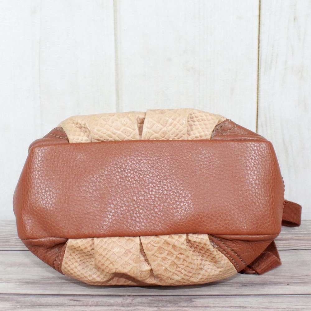 The Sak Brown Colorblock Snakeskin Leather Slouch Boho Crossbody Shoulder Bag - Picture 10 of 12